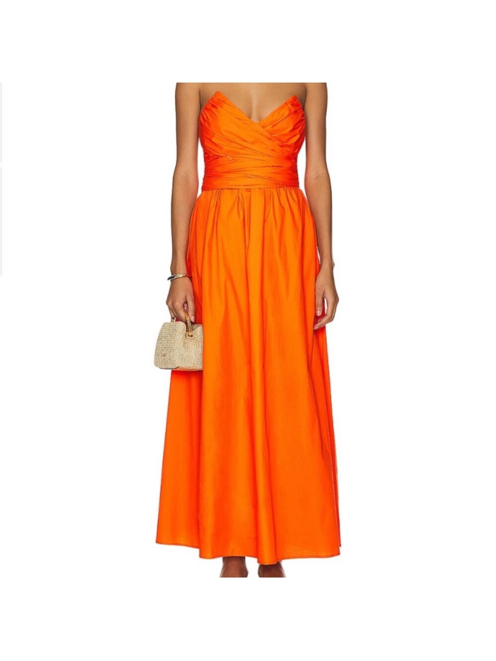 Line & Dot Sunburst Midi Dress in Coral Red